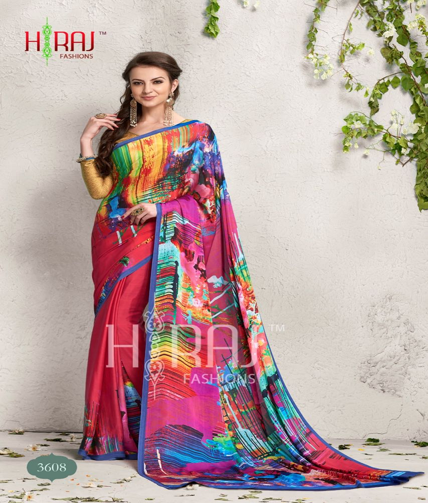 Digital Prints Satin Silk Saree