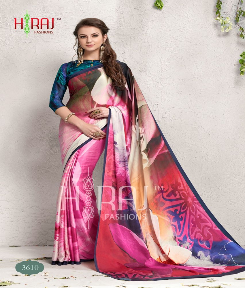 Digital Prints Satin Silk Saree