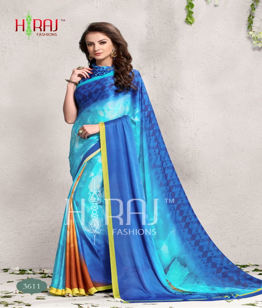 Digital Prints Satin Silk Saree