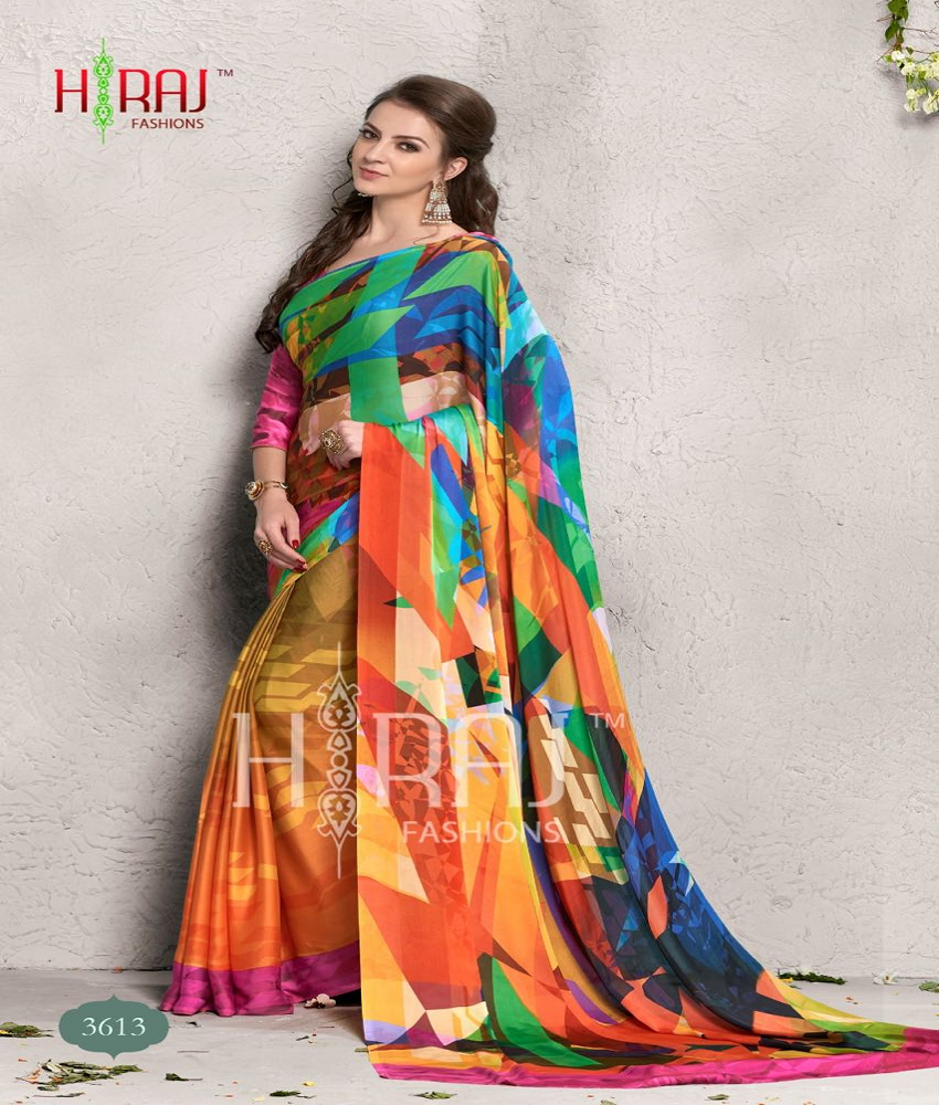 Digital Prints Satin Silk Saree