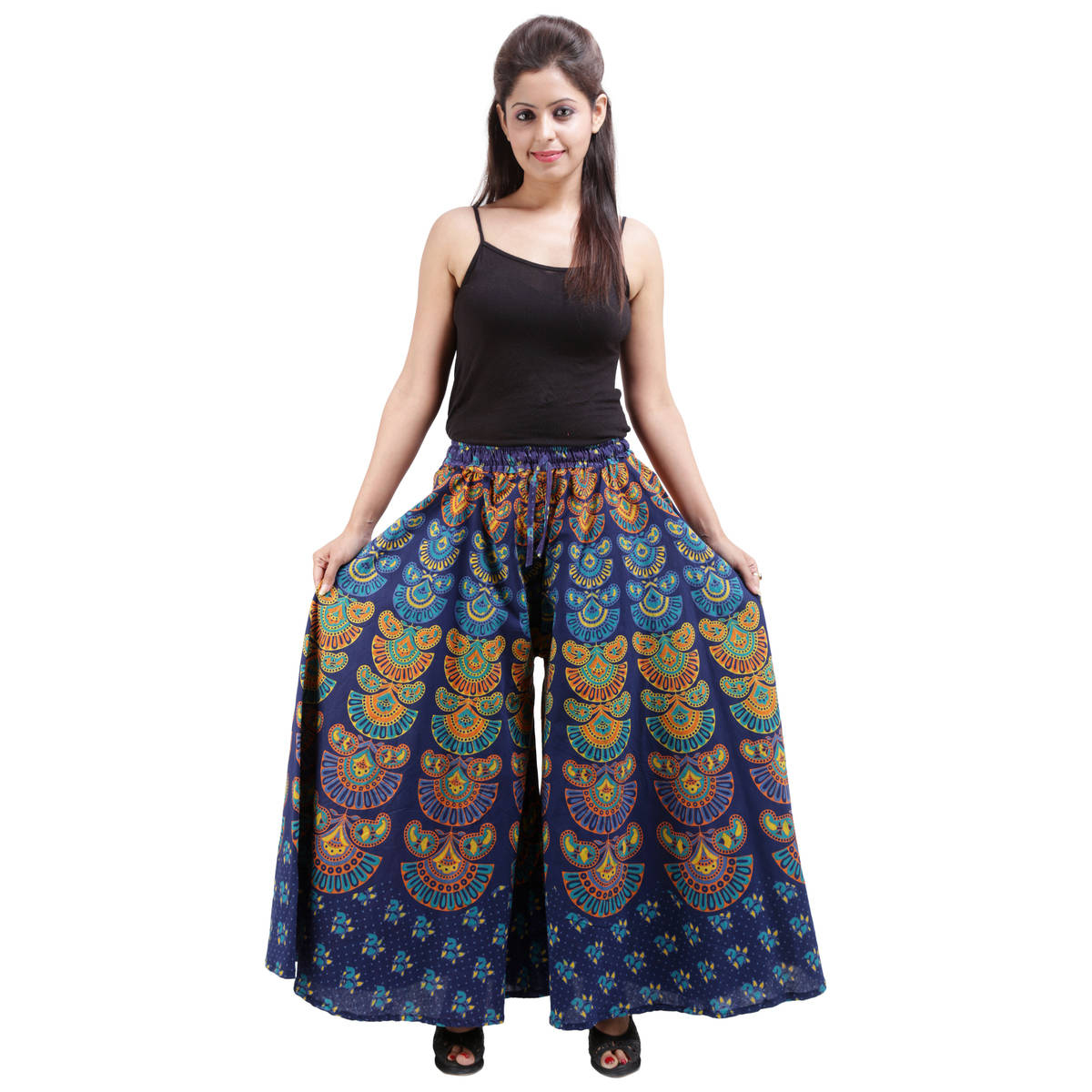 Cotton Printed Divider Skirt Like Palazzo