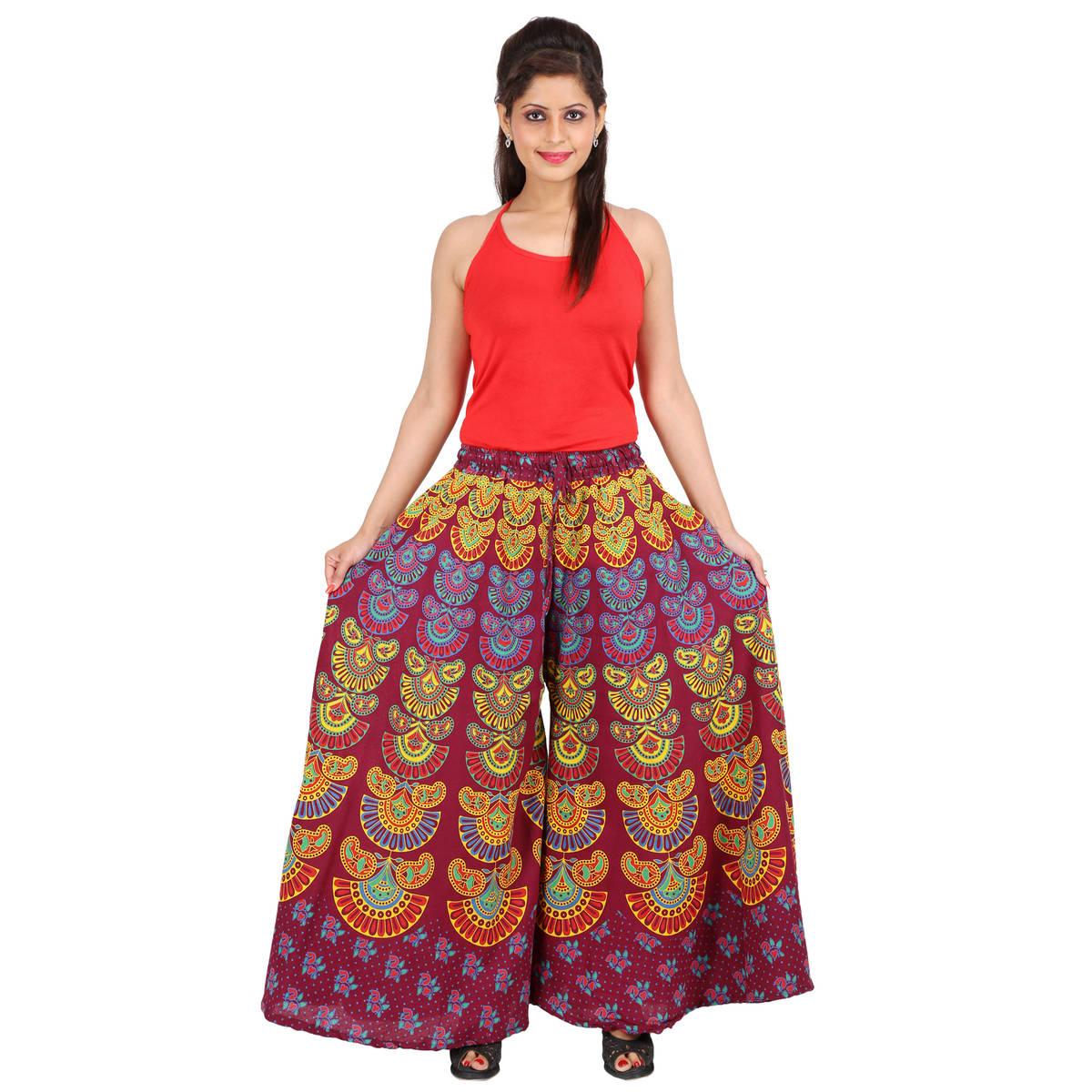 Cotton Printed Divider Skirt Like Palazzo