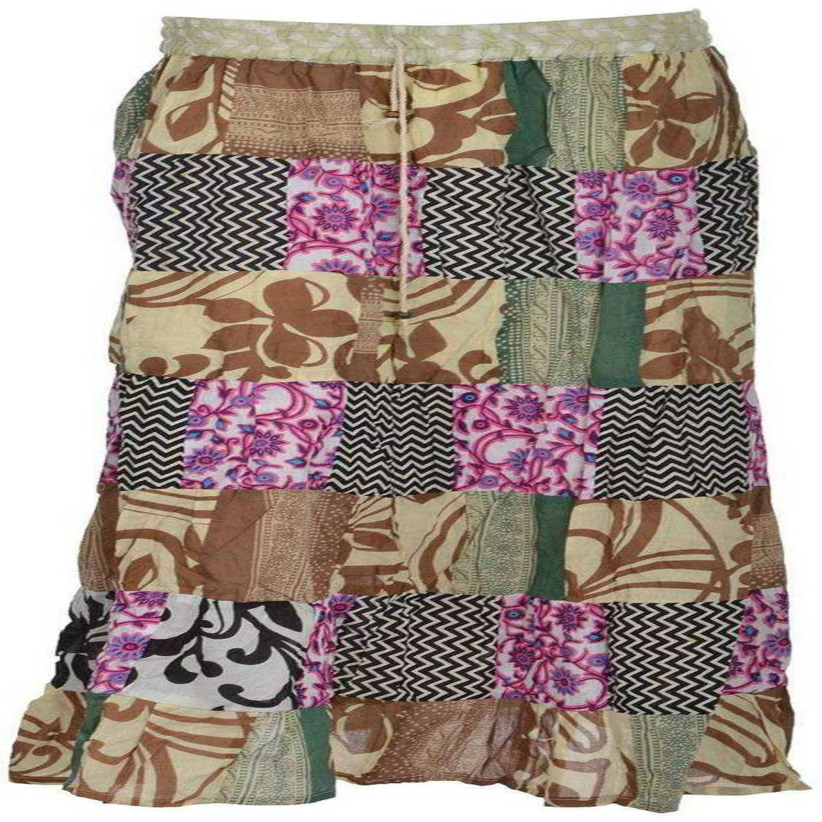 Traditional Patchwork Regular Fit Full Length Cotton Skirt