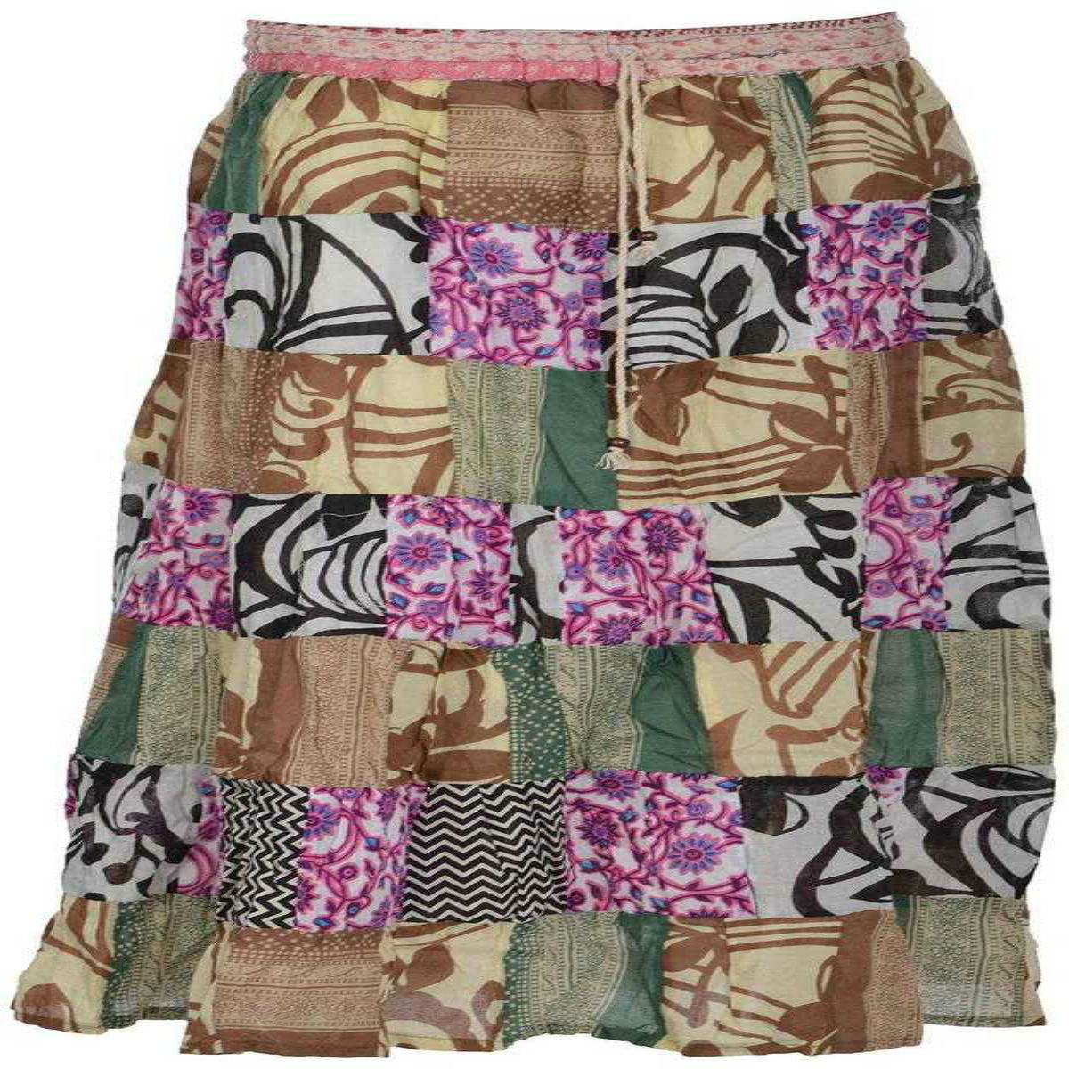 Traditional Patchwork Regular Fit Full Length Cotton Skirt