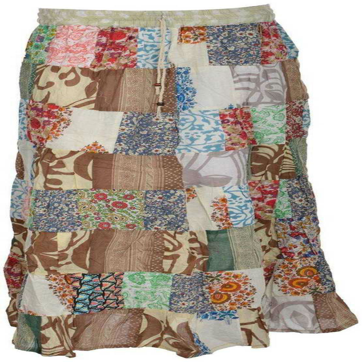 Traditional Patchwork Regular Fit Full Length Cotton Skirt