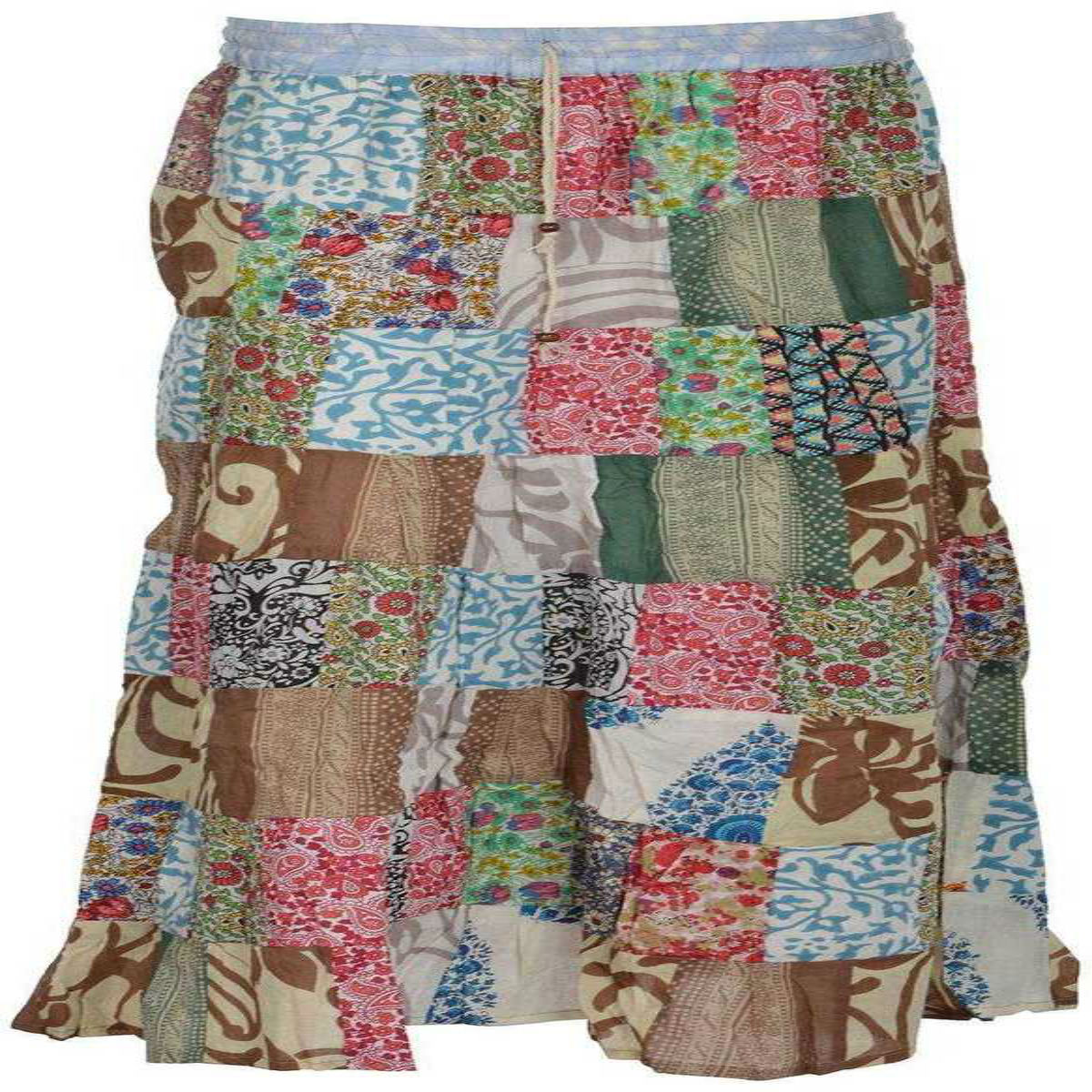 Traditional Patchwork Regular Fit Full Length Cotton Skirt