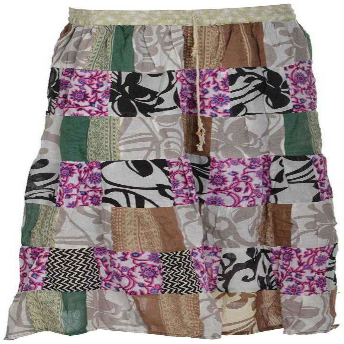 Traditional Patchwork Regular Fit Full Length Cotton Skirt