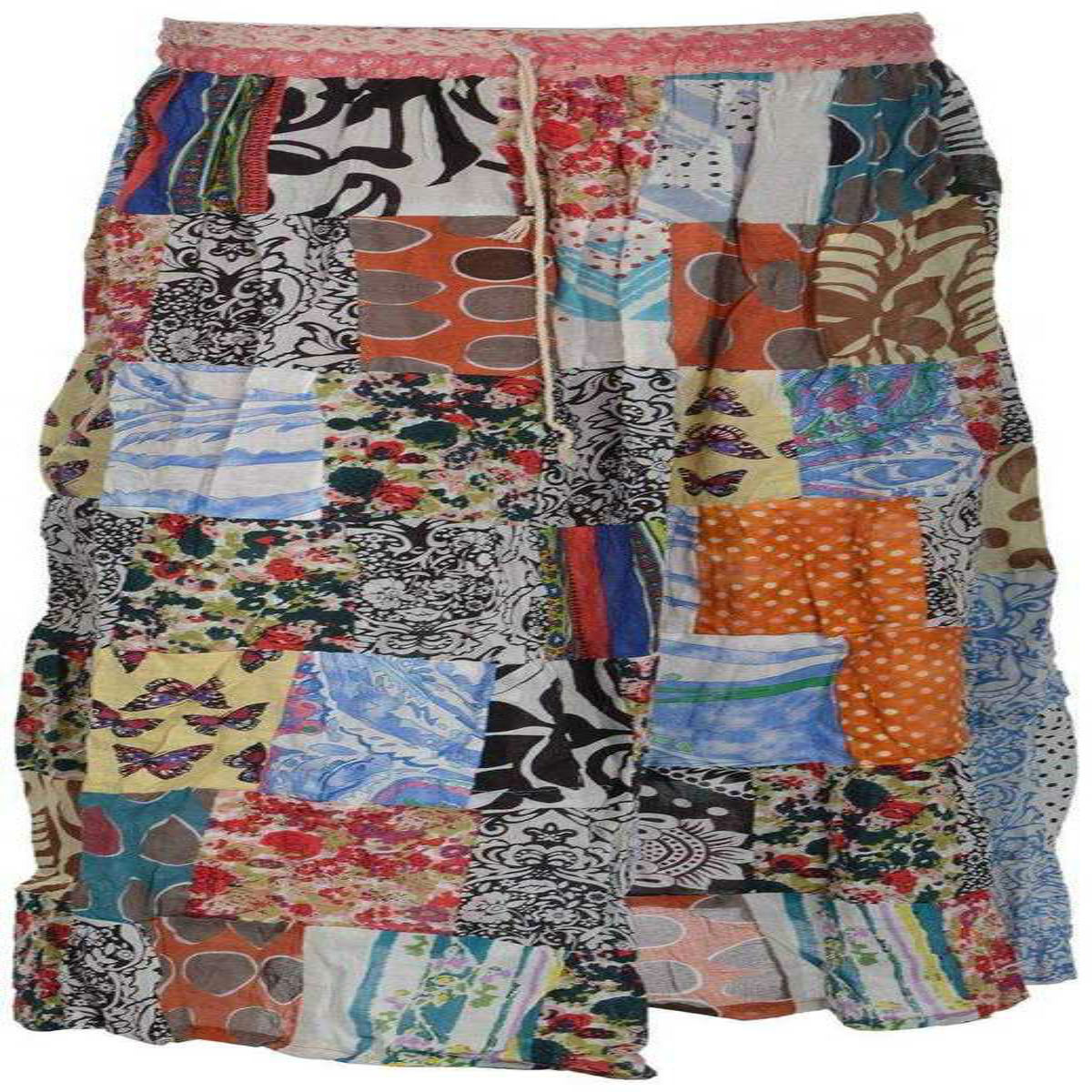 Traditional Patchwork Regular Fit Full Length Cotton Skirt