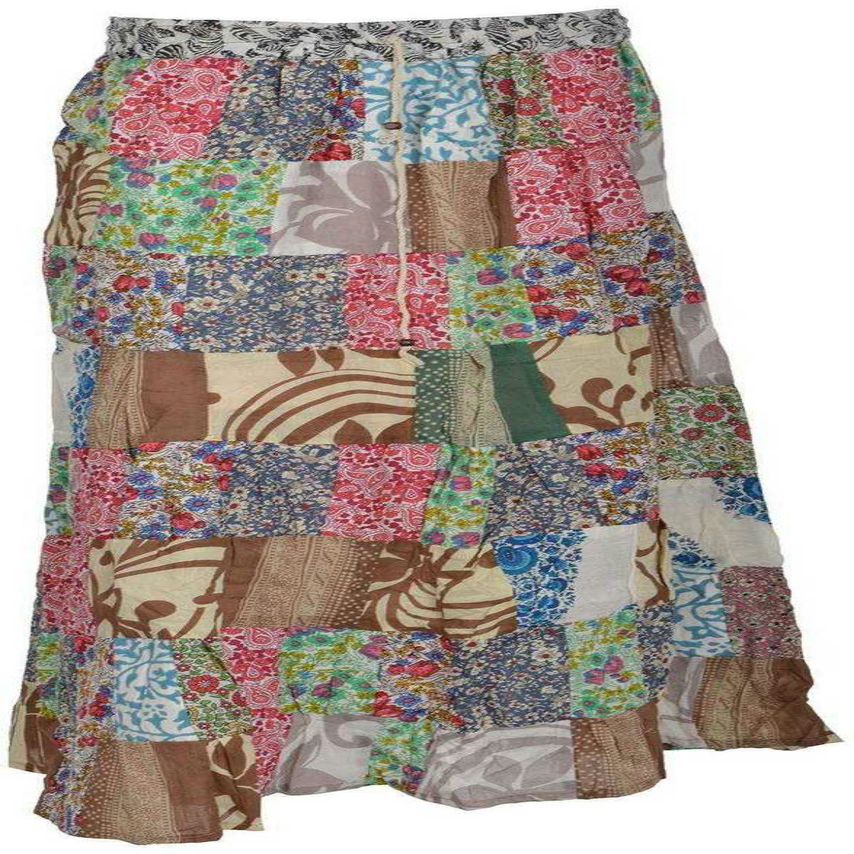 Traditional Patchwork Regular Fit Full Length Cotton Skirt