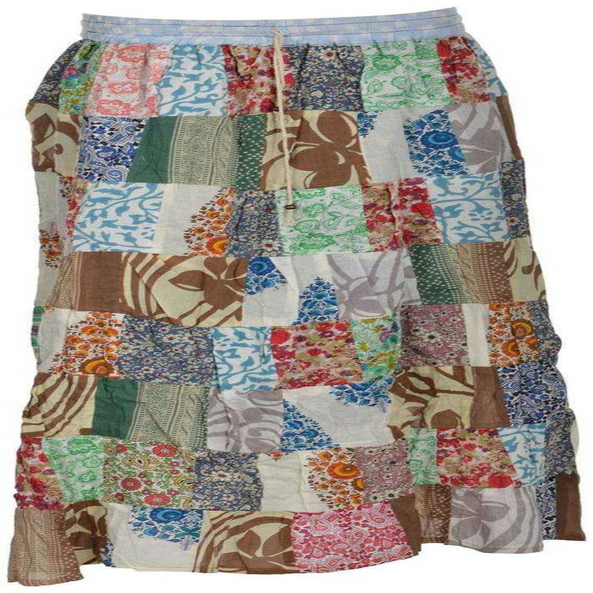 Traditional Patchwork Regular Fit Full Length Cotton Skirt