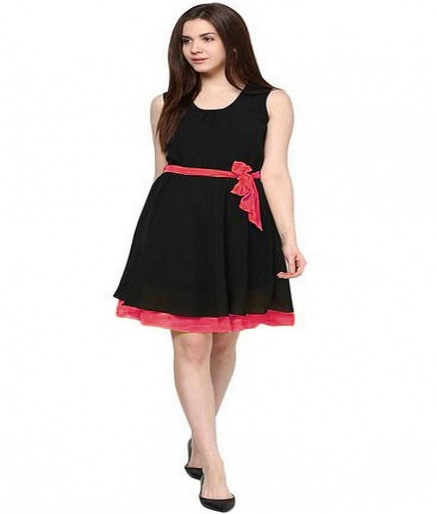 Poly Crepe Western Solid Dress