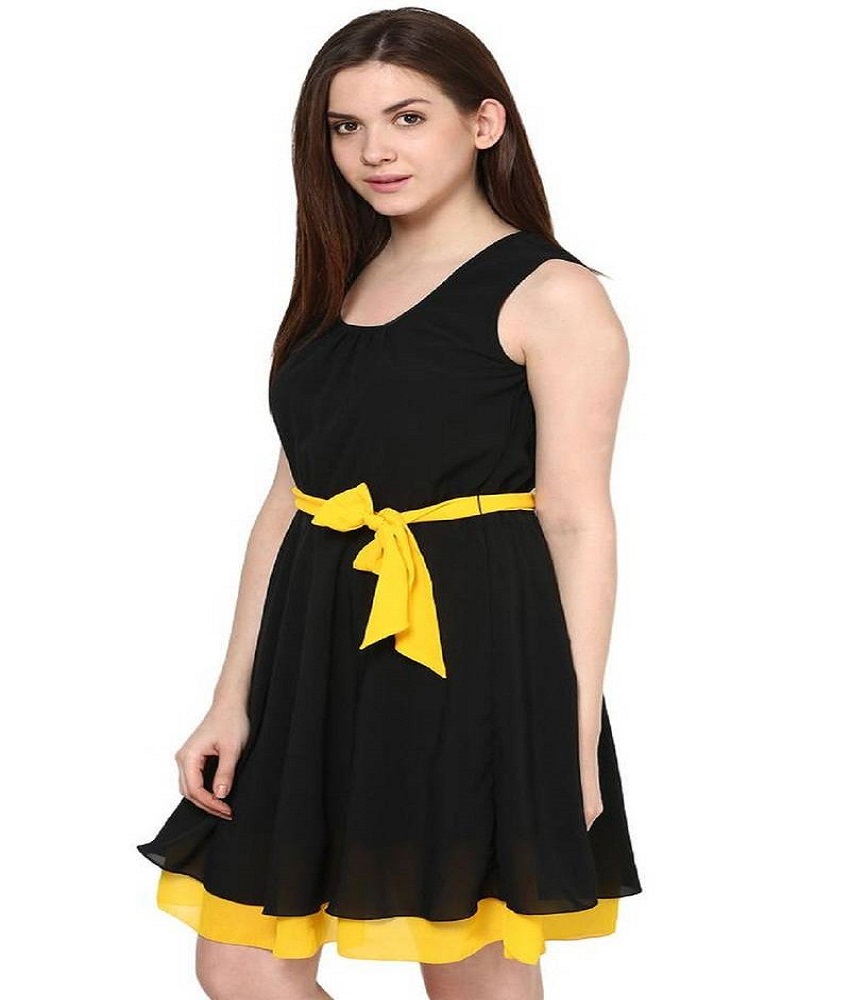 Poly Crepe Western Solid Dress