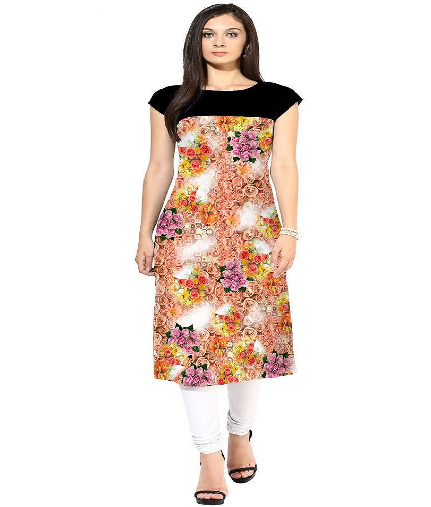 American Crepe Straight Digital Printed Kurti