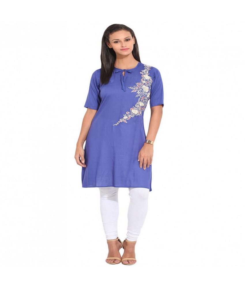 Solid Embroidered Kurti