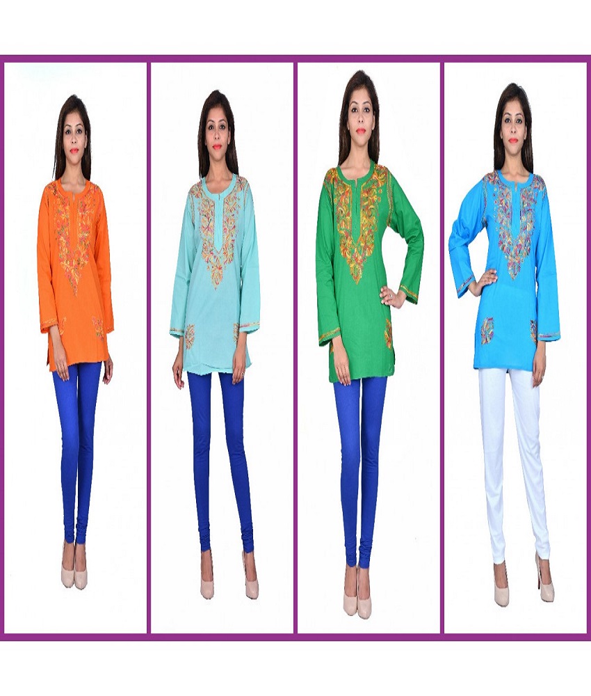 Cotton Straight Style Embroidery Hand Work Kurti