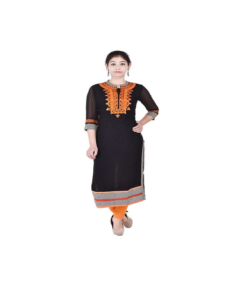 Rayon Straight Embroidery Kurti