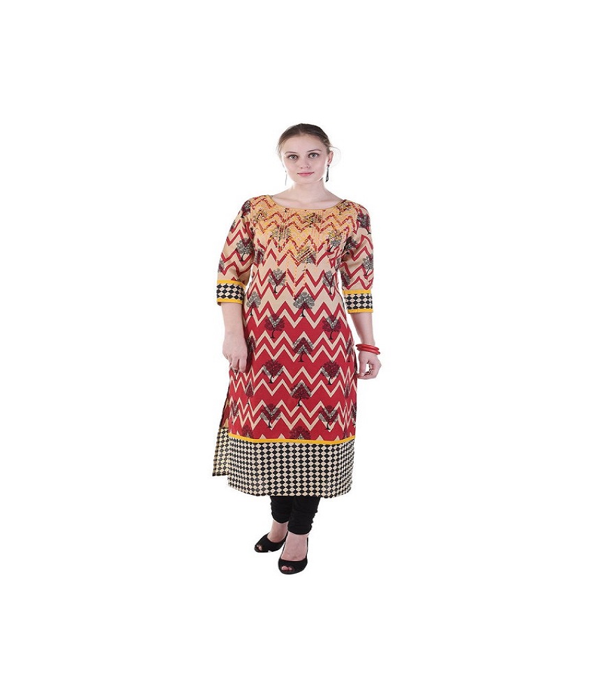 Cotton Slub Straight Embroidery Kurti