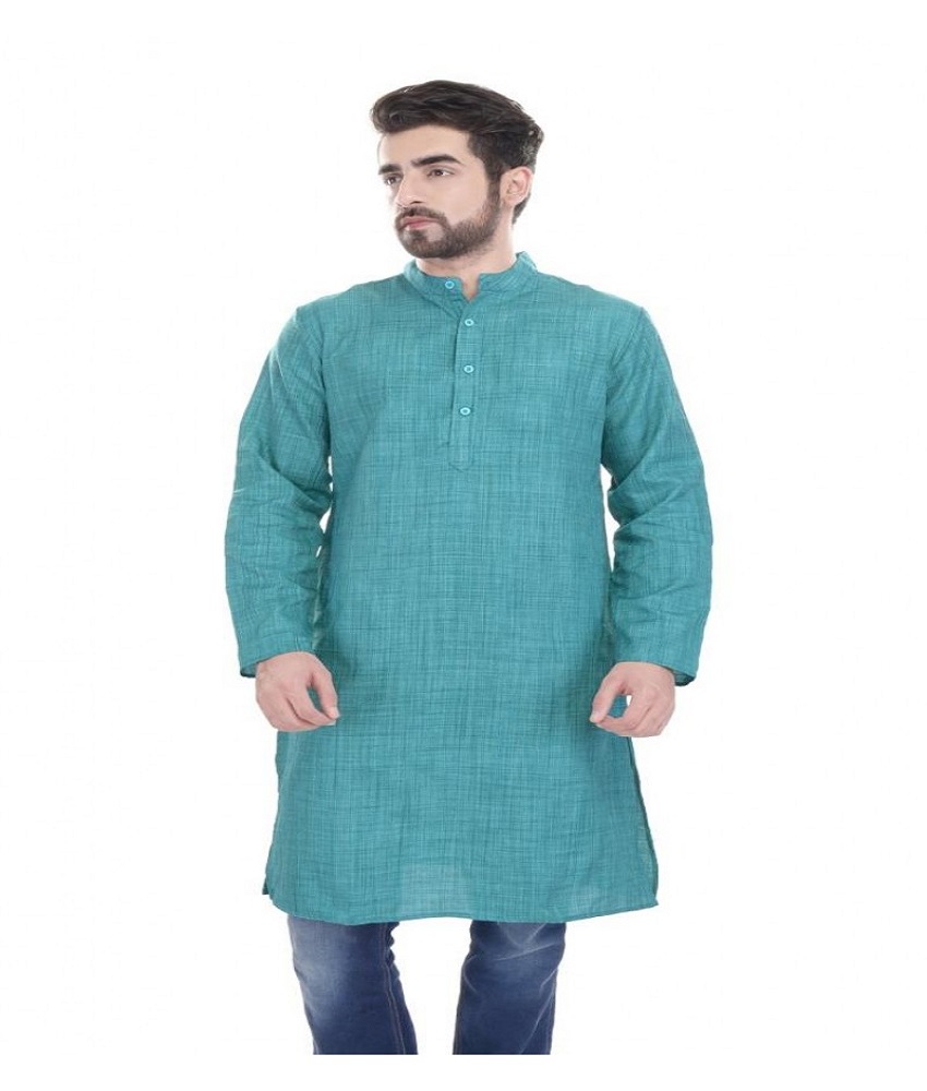 Art Silk Turq Men's Kurta Full Sleeve
