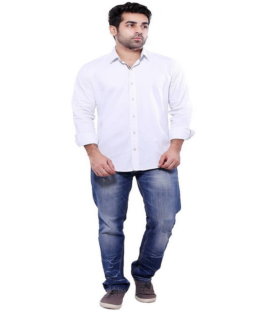 Cotton Plain Full Sleeve White Shirt 