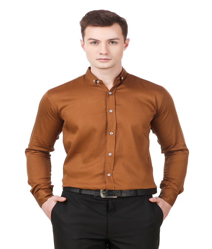 Satin Solid Brown Men's Shirt