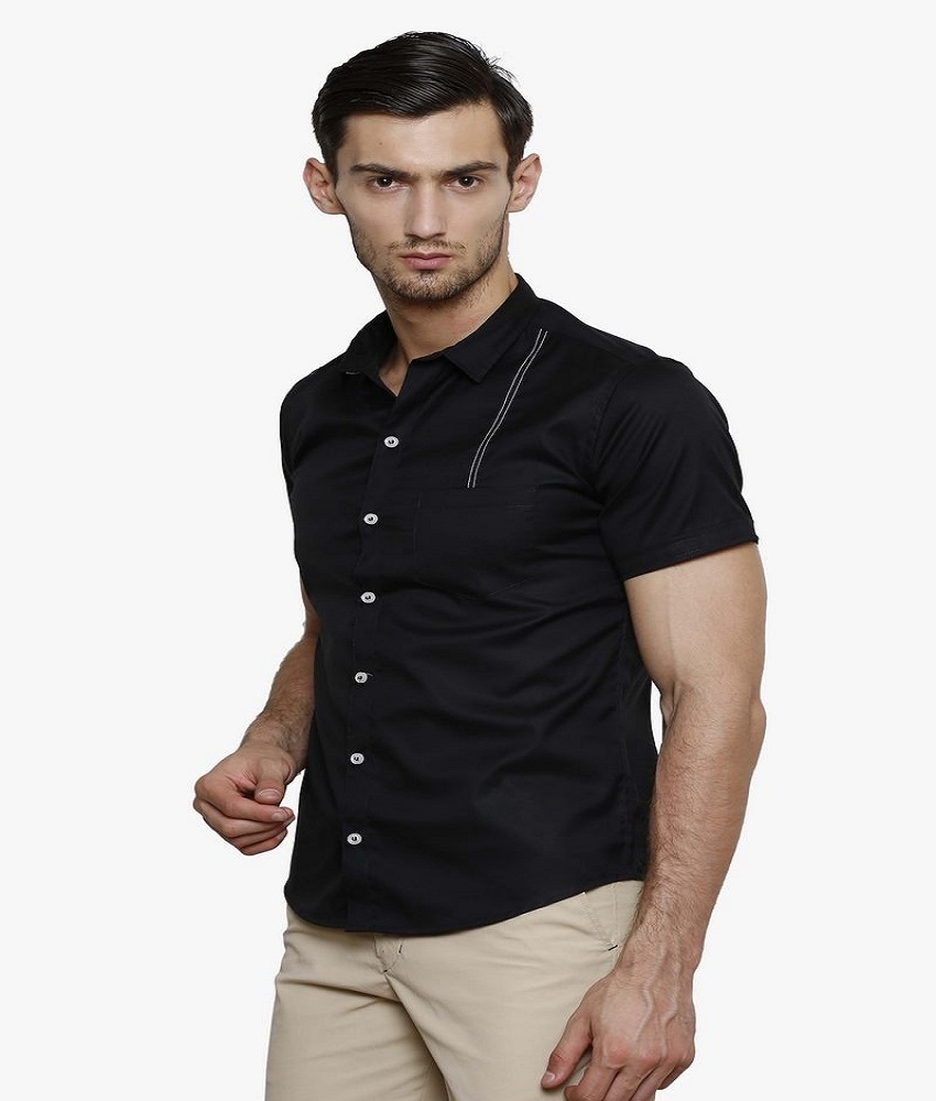 Cotton Blend Black Men's Shirt