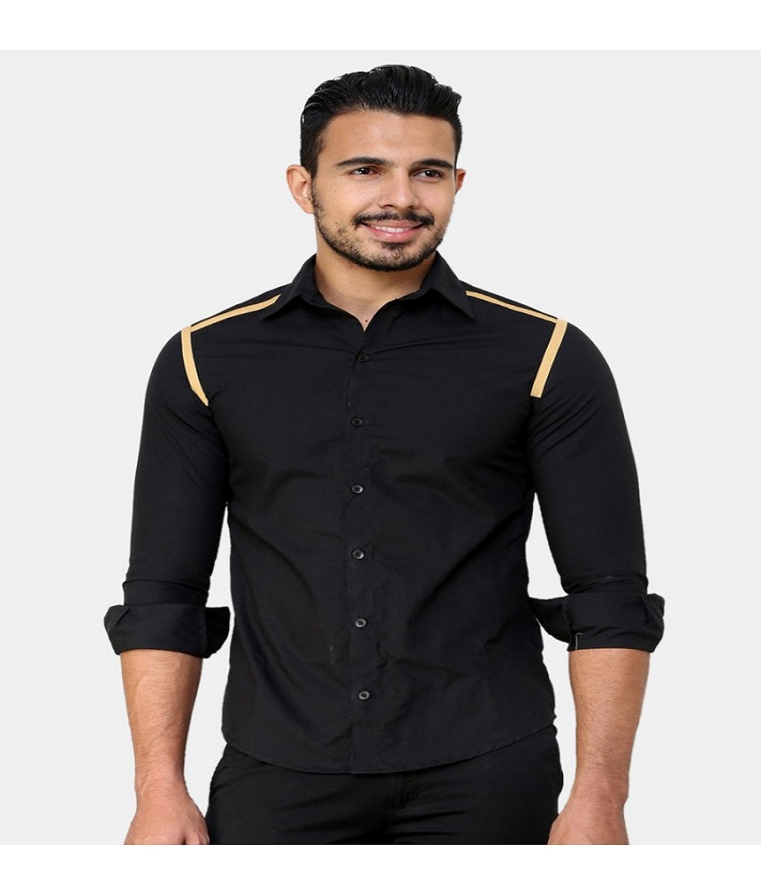 Cotton Blend Black Men's Shirt