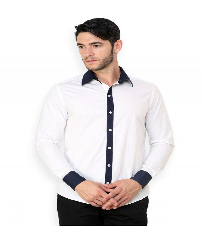 Cotton Blend White Men's Shirt