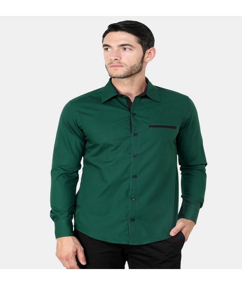 Cotton Blend Green Men's Shirt