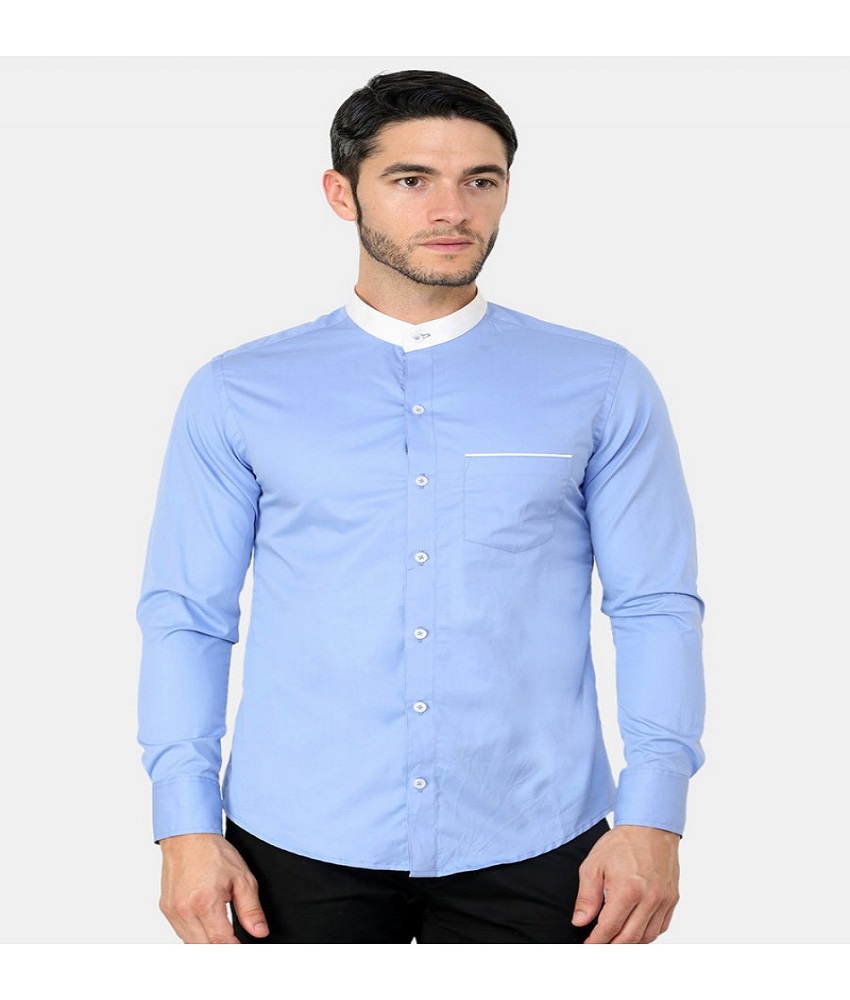Cotton Blend Sky Blue Men's Shirt