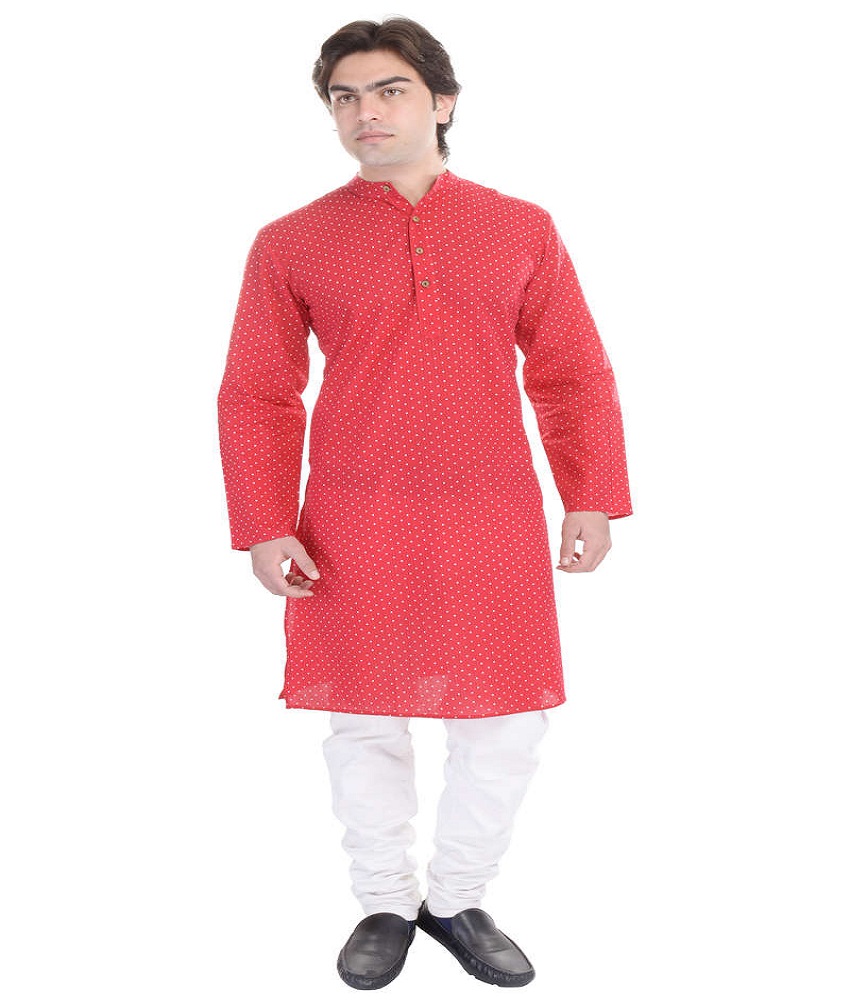 Cotton Straight Printed Men's Kurta