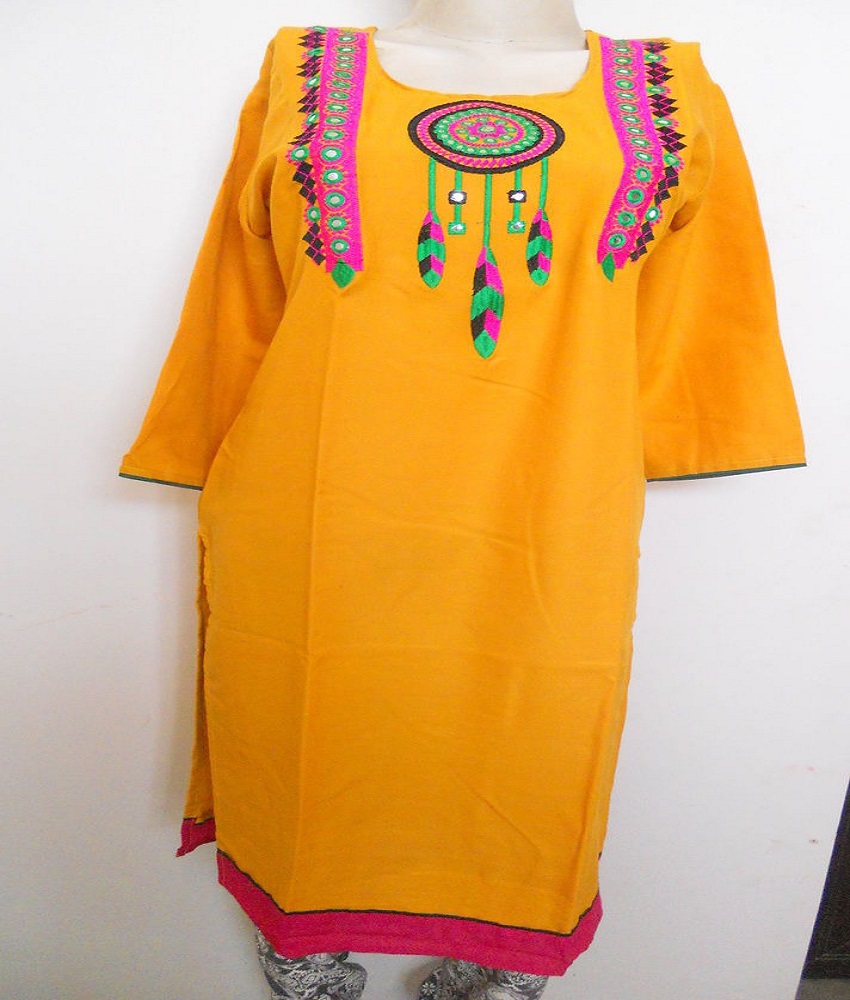 Rayon Straight Embroidery Kurti