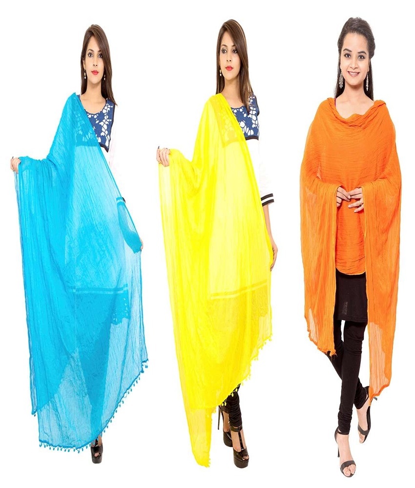 Pack Of Three Multi Color Cotton Dupatta