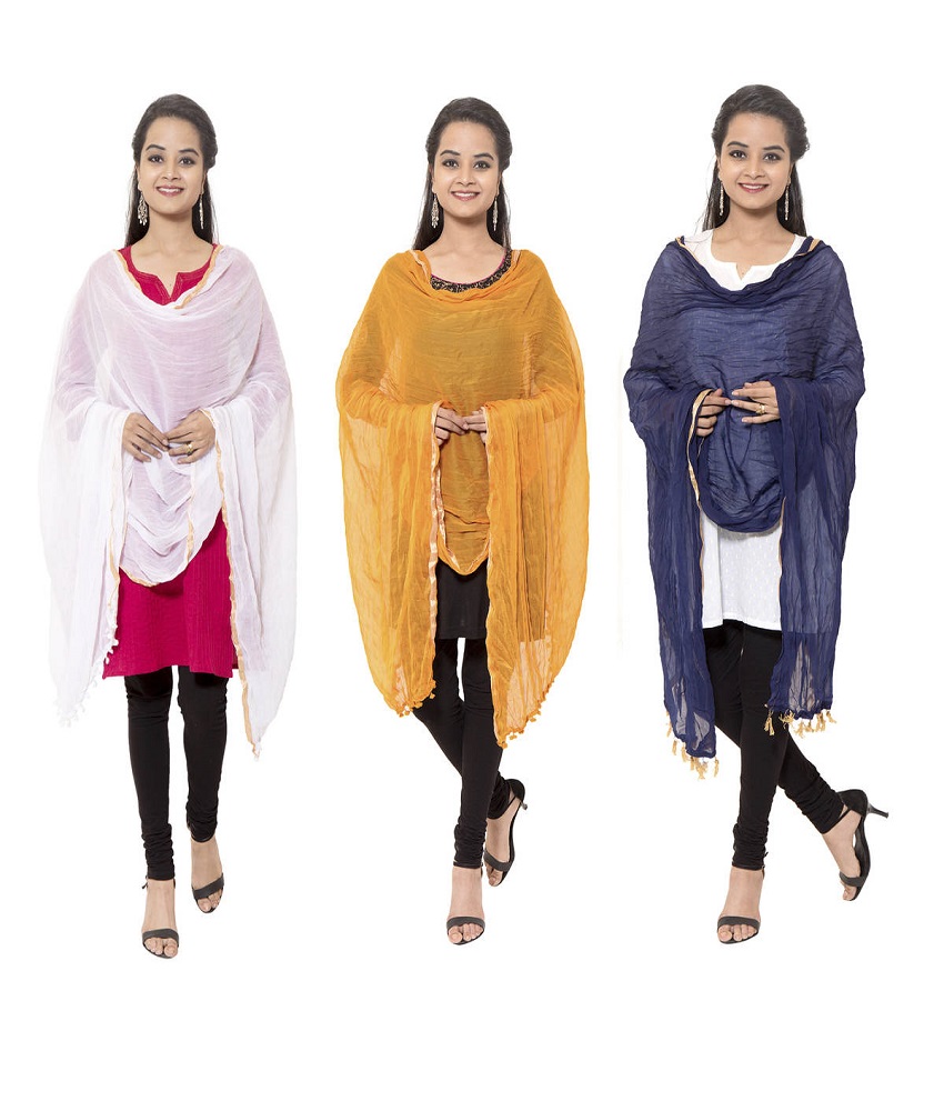Faux Chiffon Zari Border Dupatta