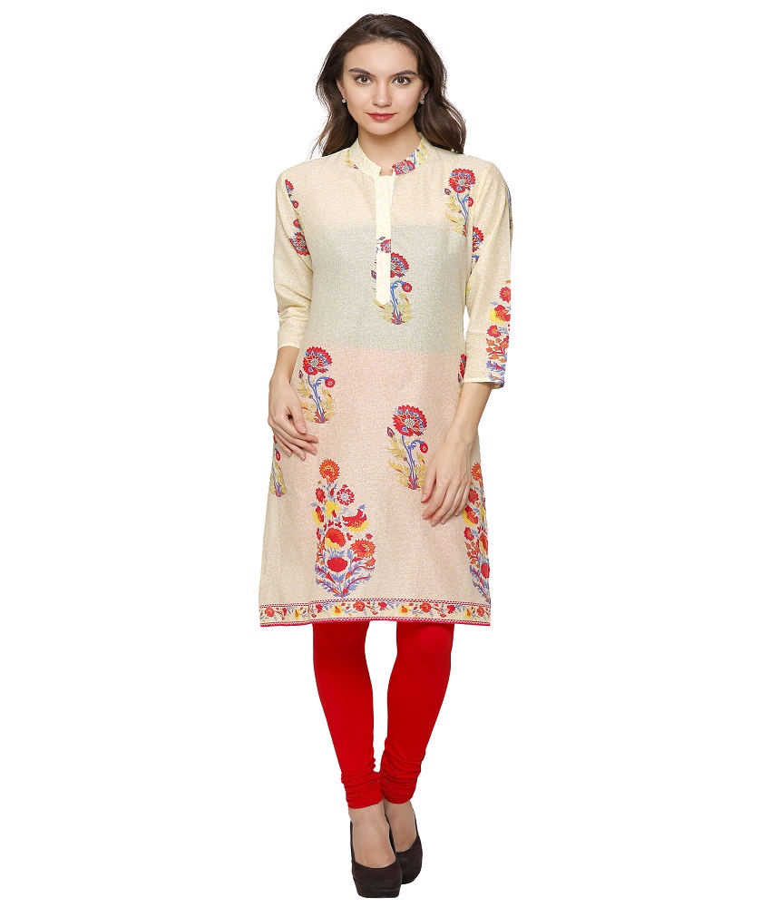 Poly Cotton Printed Straight Kurti