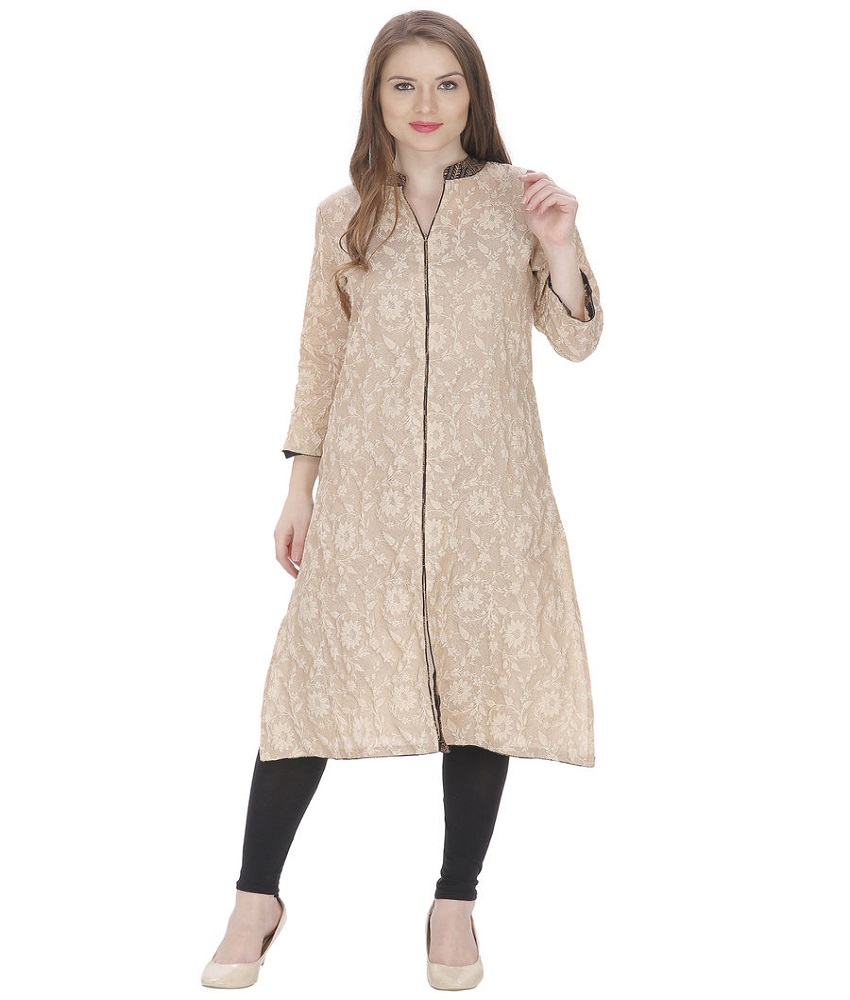 Jacquard Digital Printed Straight Kurti