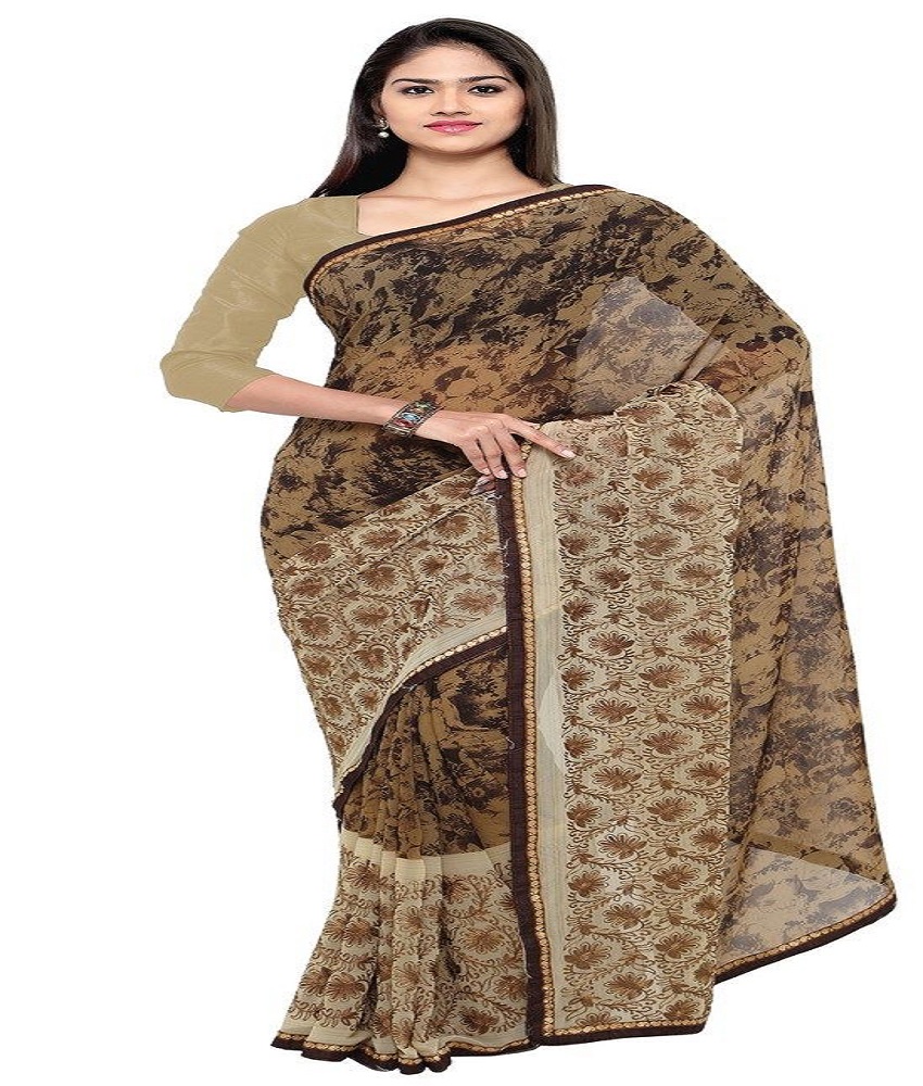 Georgette Embroidery Digital Print Saree With Blouse
