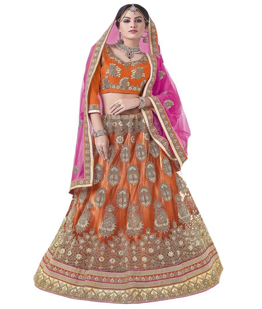Net Anarkali Embroidery Unstitched Lehenga Choli