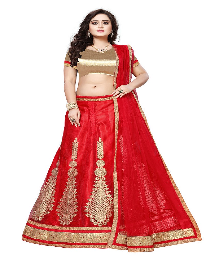 Net Anarkali Embroidery Unstitched Lehenga Choli