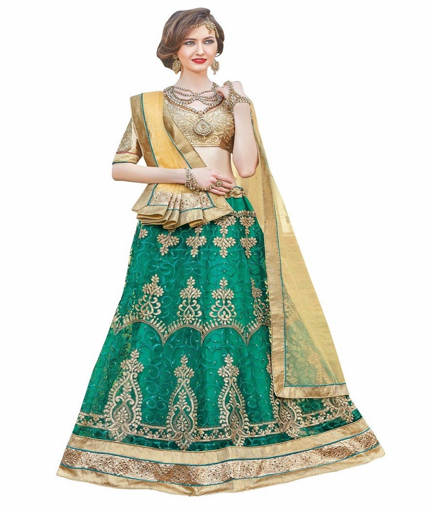 Net Anarkali Embroidery Unstitched Lehenga Choli
