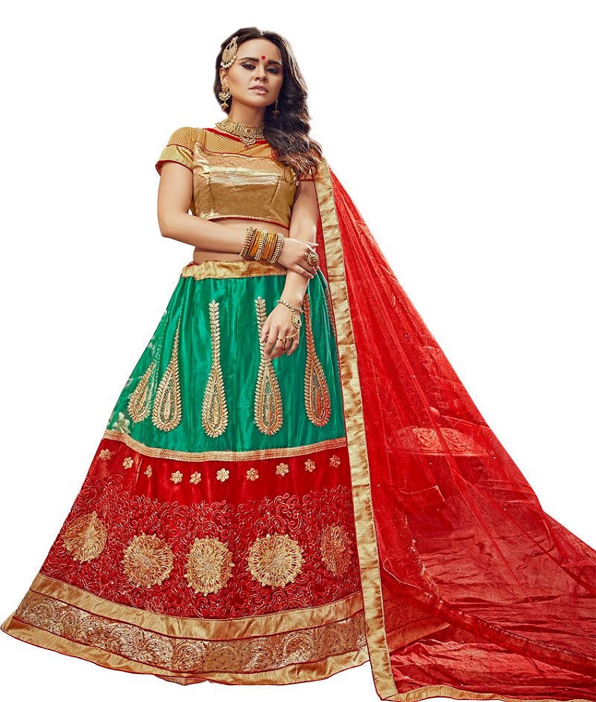 Net Anarkali Embroidery Unstitched Lehenga Choli