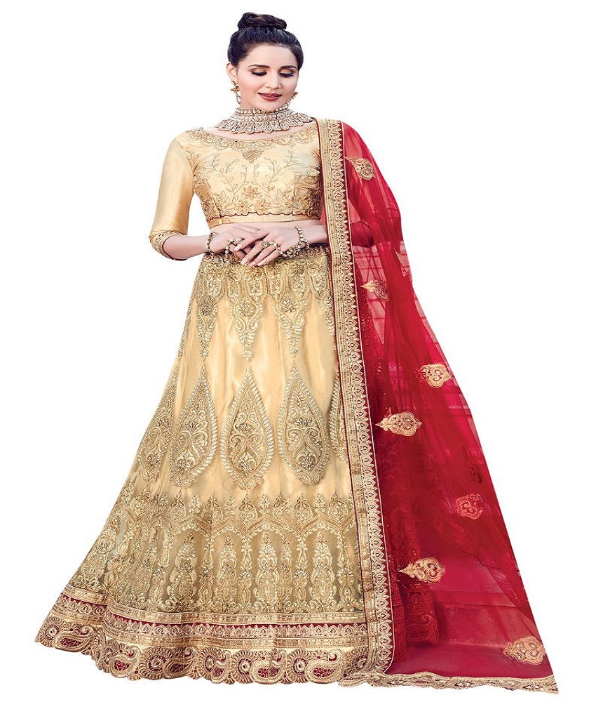 Net Anarkali Embroidery Unstitched Lehenga Choli