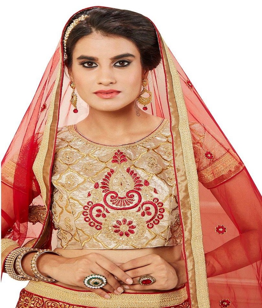 Net Anarkali Embroidery Unstitched Lehenga Choli