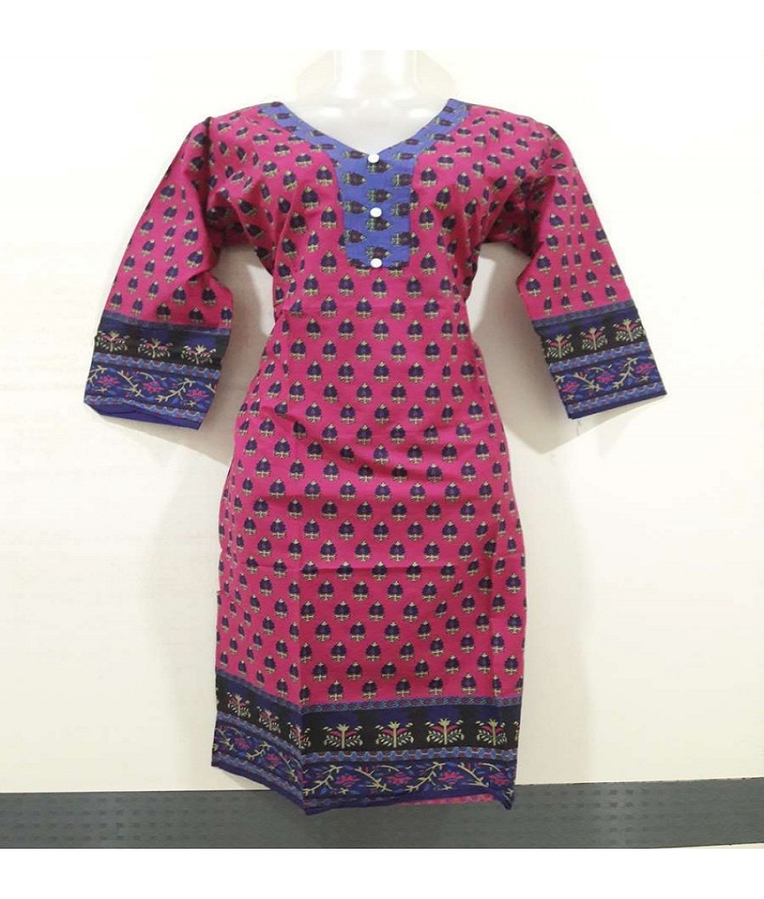 Cotton 40-40 Straight Printed Kurti