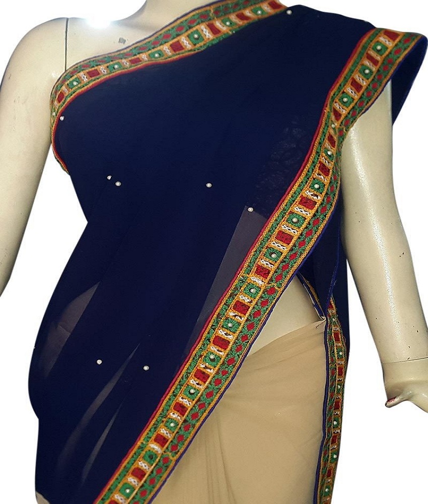 Georgette Embroidery Saree With Blouse